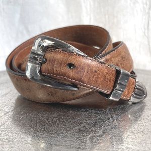 Nocona Belt Company genuine leather western cowboy rustic size 44 silver buckle